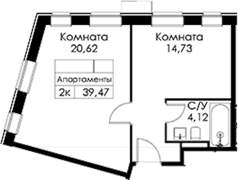 1-комнатная квартира 39.47 м², 4/15 эт., ЖК «Вольта»