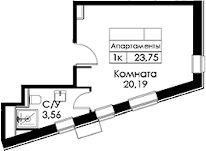 Квартира студия 23.75 м², 5/15 эт., ЖК «Вольта»