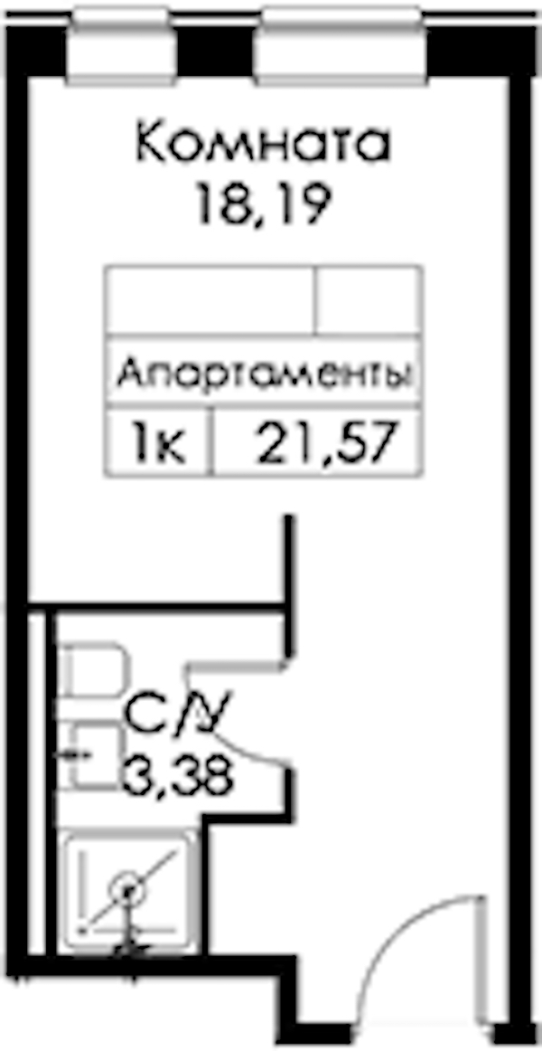Квартира студия 21.57 м², 5/15 эт., ЖК «Вольта»