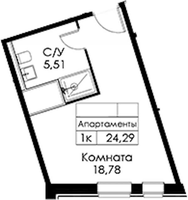 Квартира студия 24.29 м², 5/15 эт., ЖК «Вольта»