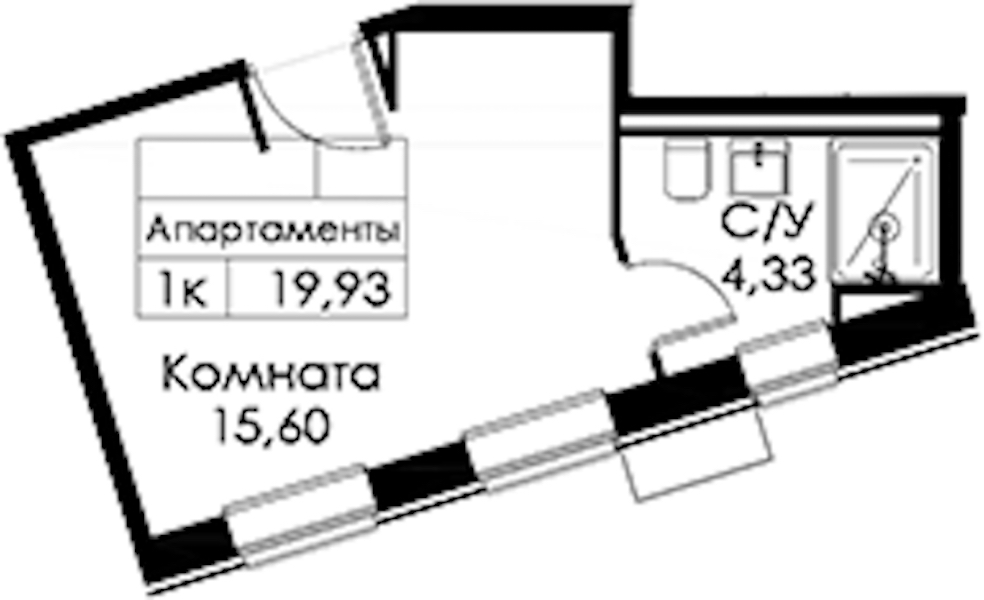 Квартира студия 19.93 м², 2/15 эт., ЖК «Вольта»