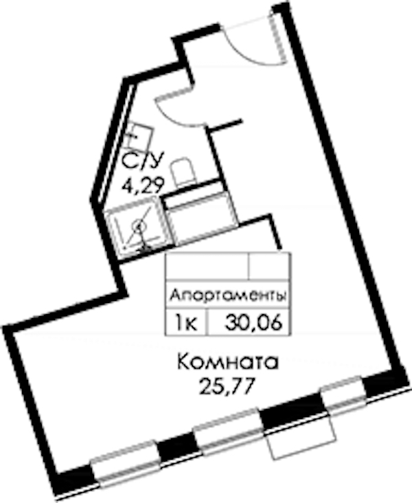 Квартира студия 30.06 м², 2/15 эт., ЖК «Вольта»