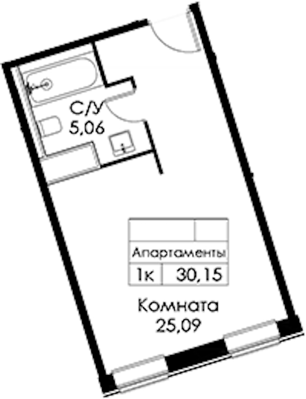Квартира студия 30.15 м², 2/15 эт., ЖК «Вольта»