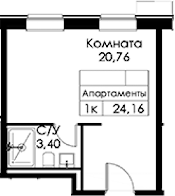 Квартира студия 24.16 м², 3/15 эт., ЖК «Вольта»