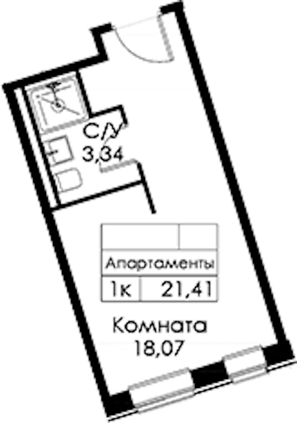 Квартира студия 21.41 м², 2/15 эт., ЖК «Вольта»