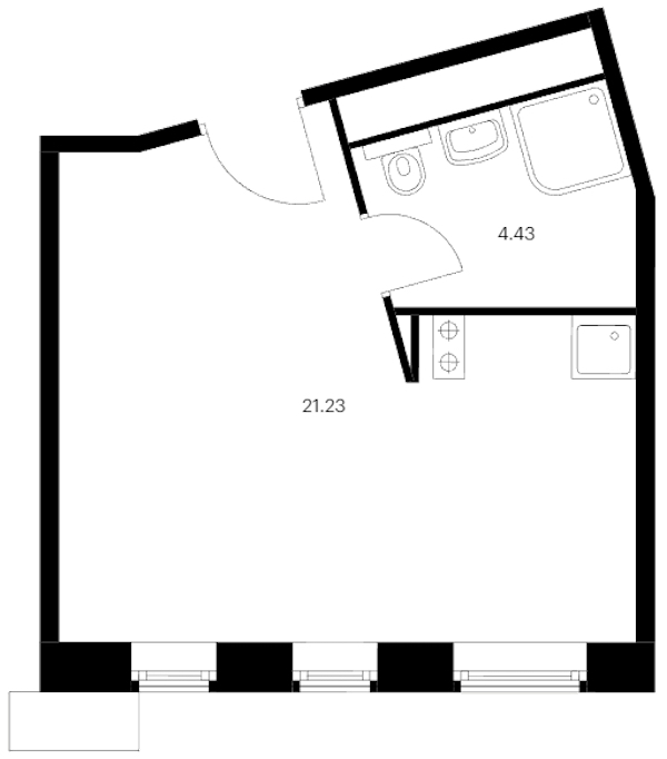 Квартира студия 25.66 м², 3/15 эт., ЖК «Вольта»