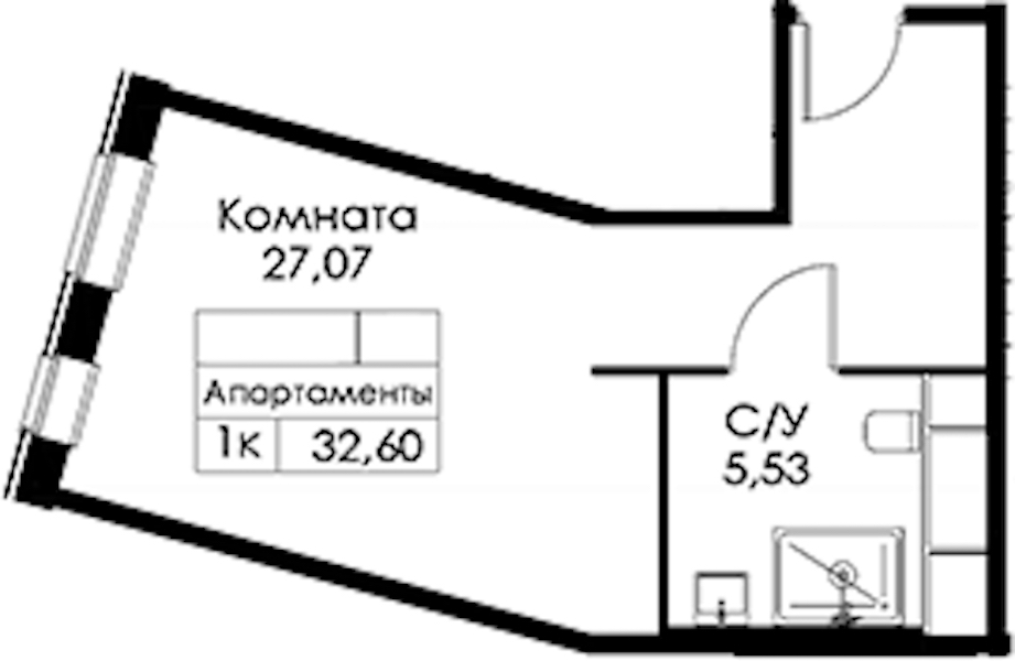 Квартира студия 32.6 м², 4/15 эт., ЖК «Вольта»