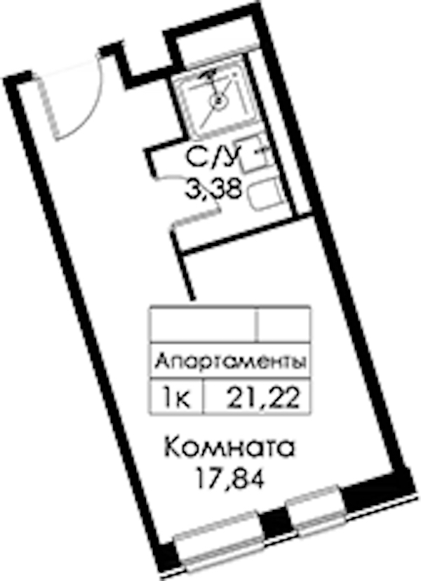 Квартира студия 21.22 м², 6/15 эт., ЖК «Вольта»
