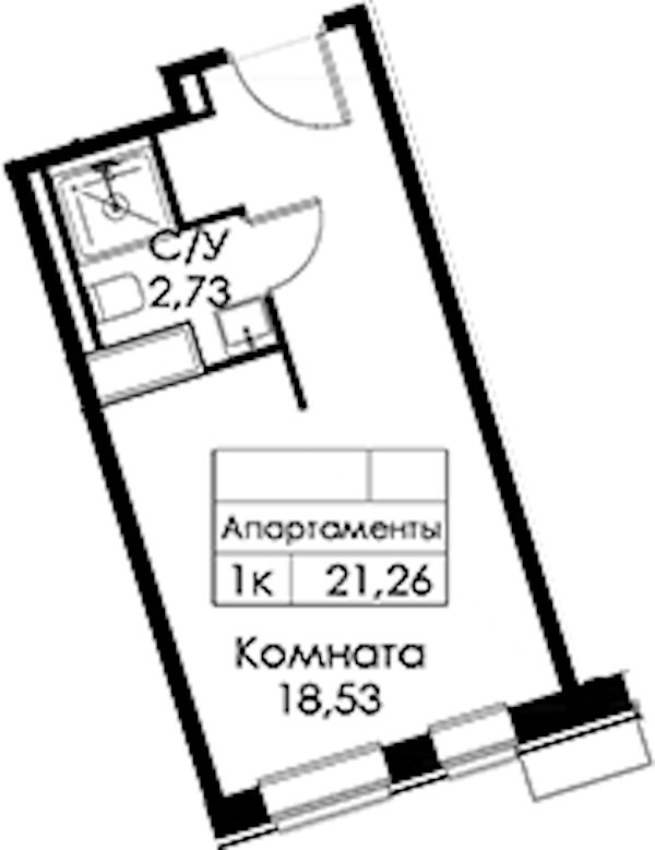 Квартира студия 21.26 м², 4/15 эт., ЖК «Вольта»