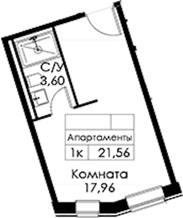 Квартира студия 21.56 м², 4/15 эт., ЖК «Вольта»