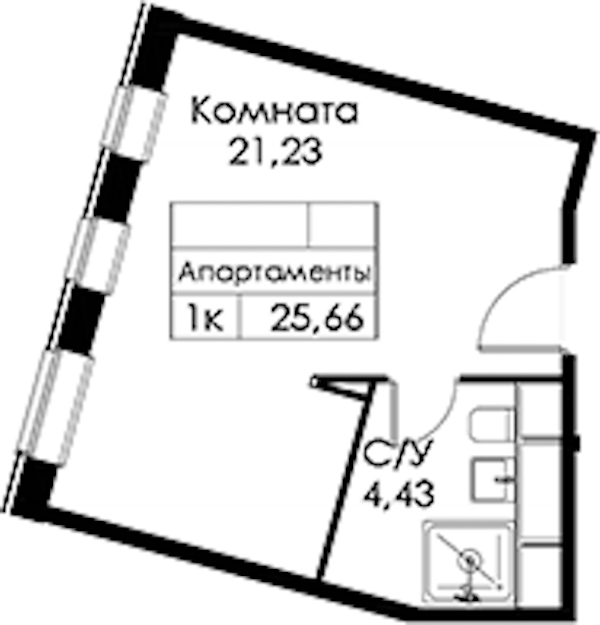 Квартира студия 25.66 м², 7/15 эт., ЖК «Вольта»