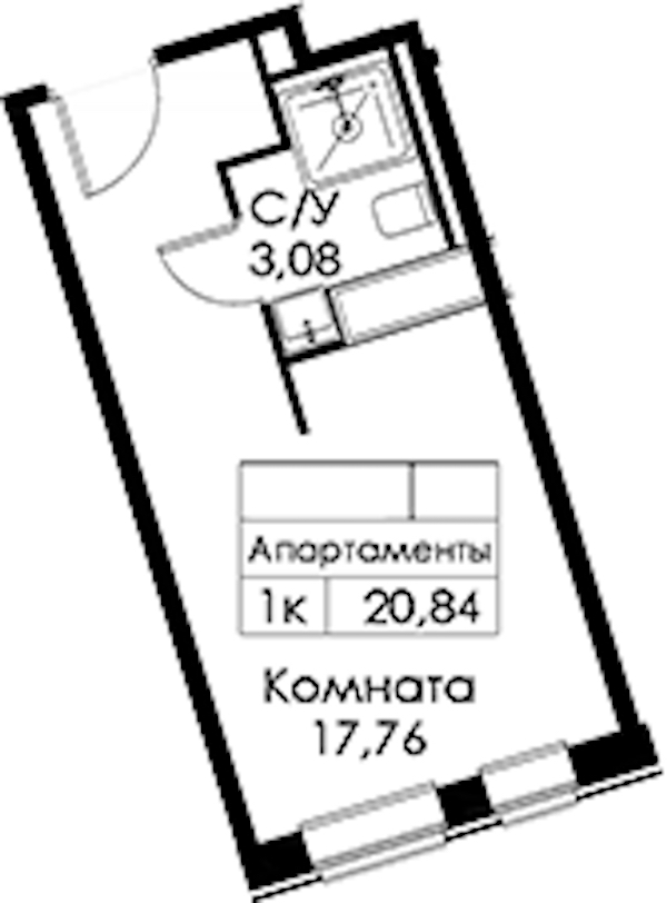 Квартира студия 20.84 м², 4/15 эт., ЖК «Вольта»