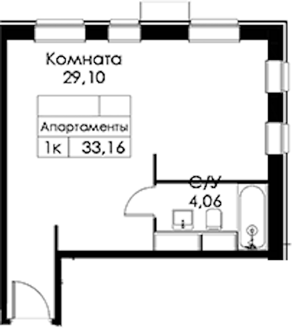Квартира студия 33.16 м², 7/15 эт., ЖК «Вольта»