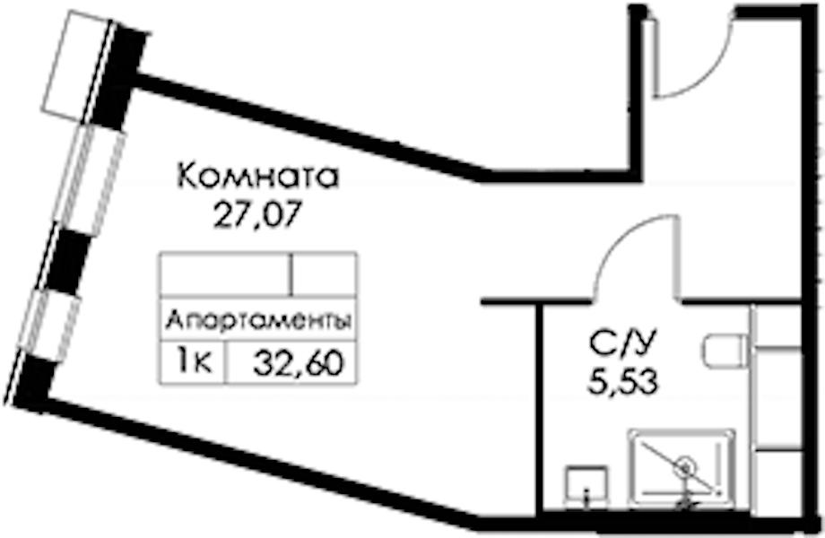 Квартира студия 32.6 м², 6/15 эт., ЖК «Вольта»