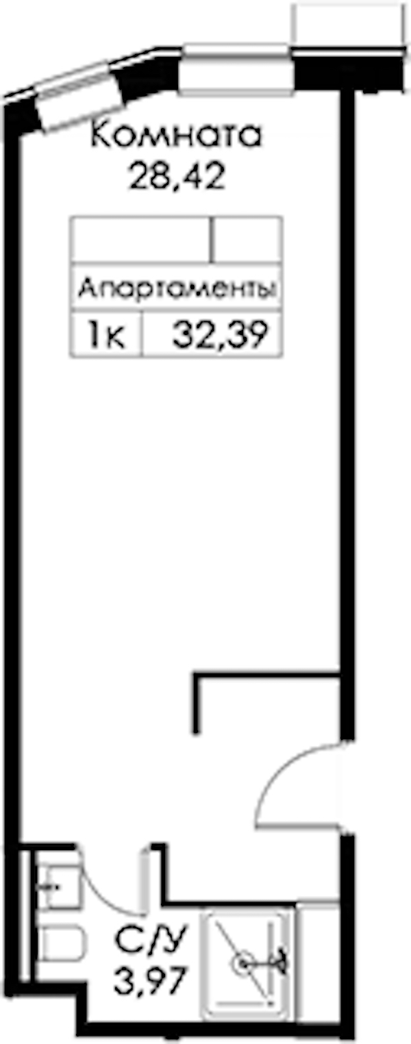Квартира студия 32.39 м², 8/15 эт., ЖК «Вольта»