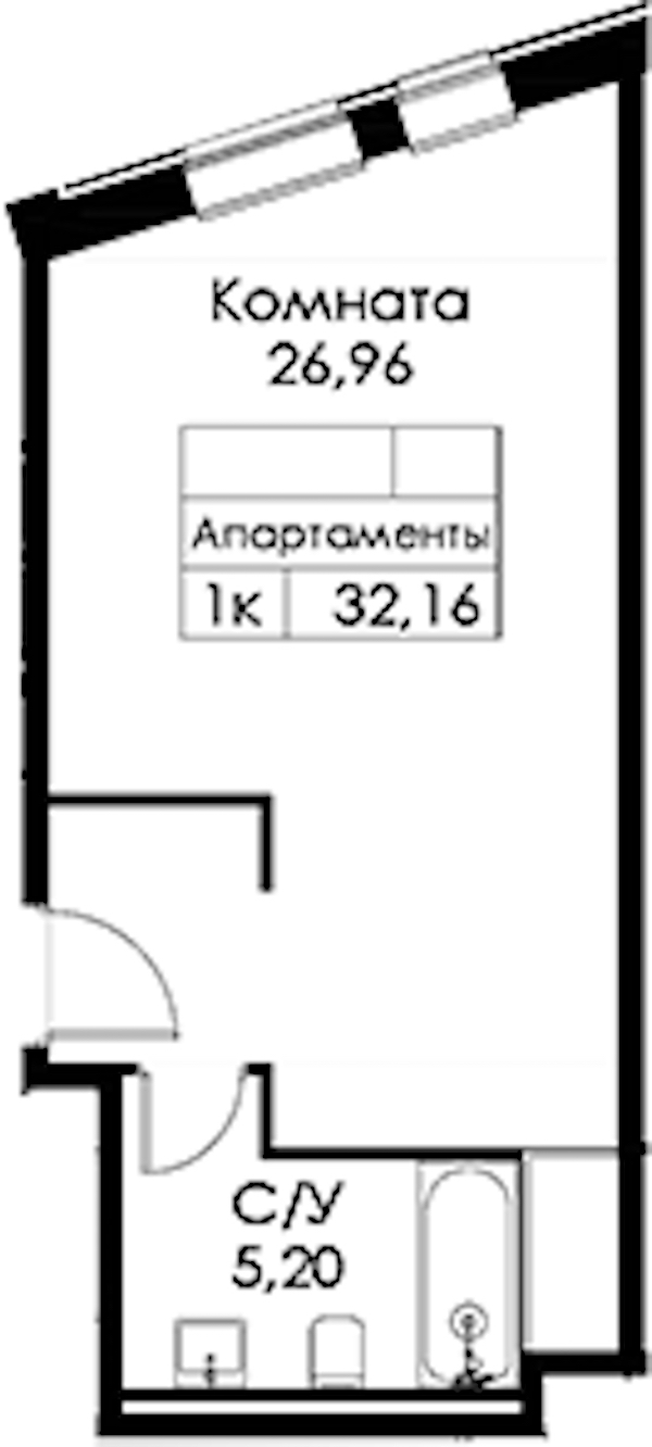 Квартира студия 32.16 м², 6/15 эт., ЖК «Вольта»
