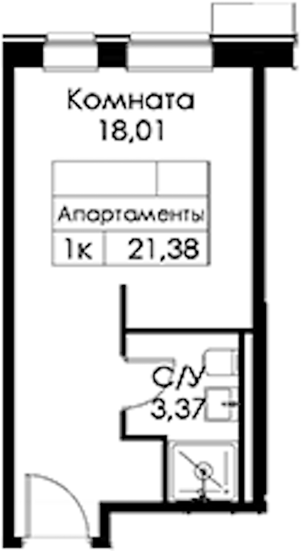 Квартира студия 21.38 м², 9/15 эт., ЖК «Вольта»