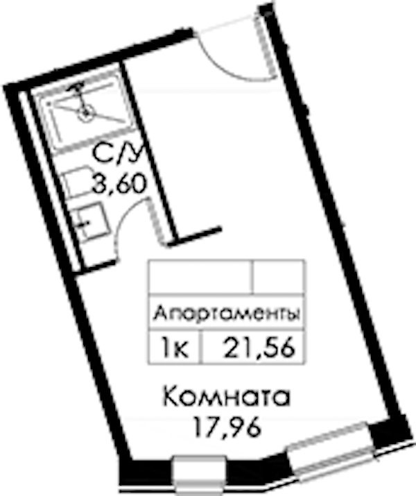 Квартира студия 21.56 м², 9/15 эт., ЖК «Вольта»