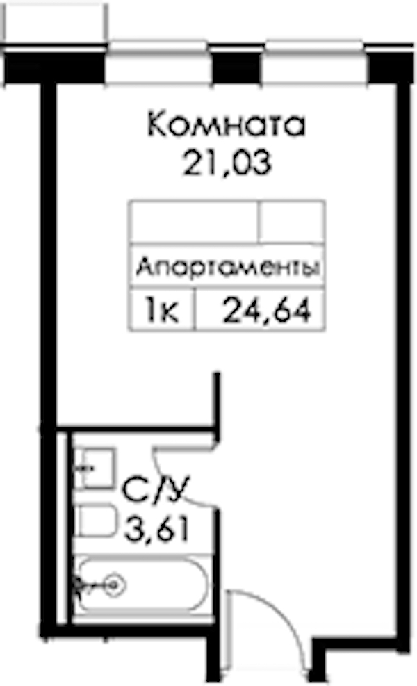 Квартира студия 24.64 м², 11/15 эт., ЖК «Вольта»