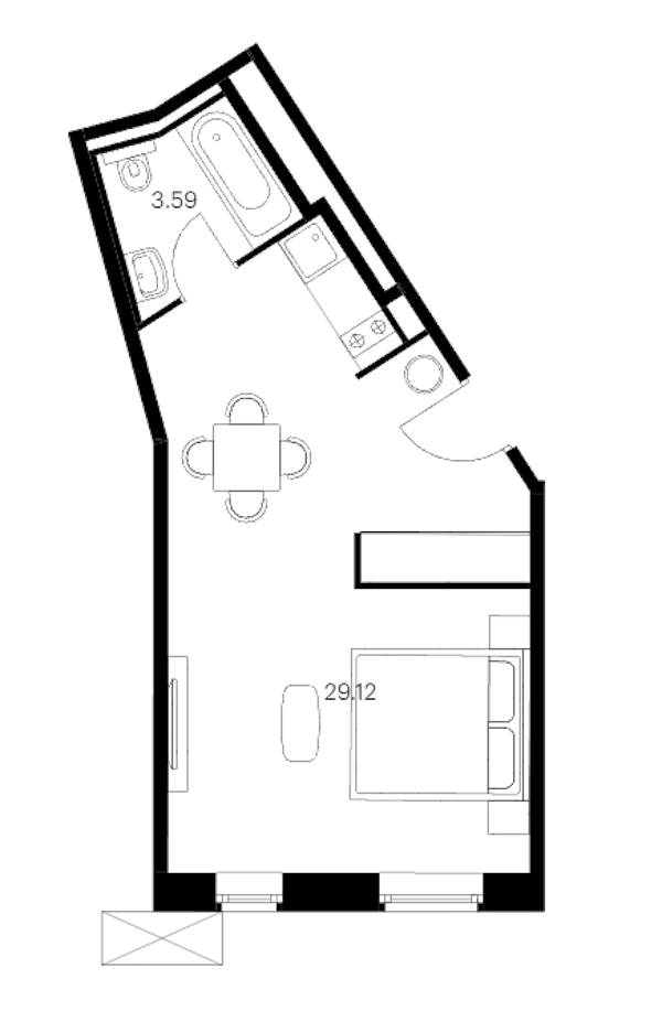 Квартира студия 32.71 м², 11/15 эт., ЖК «Вольта»