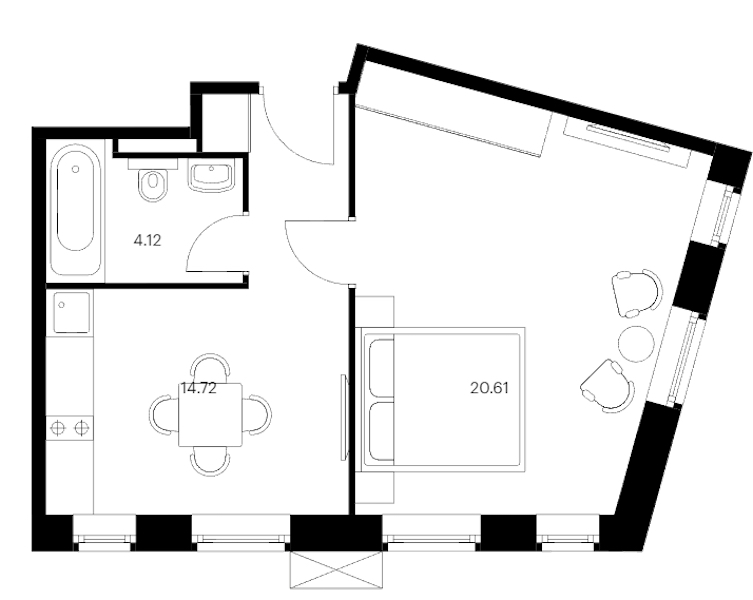 1-комнатная квартира 39.45 м², 12/15 эт., ЖК «Вольта»