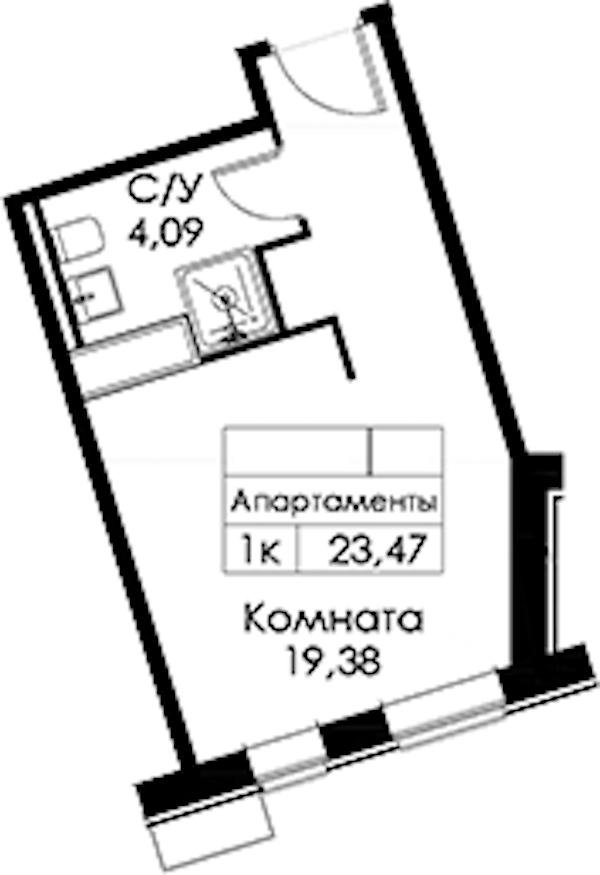 Квартира студия 23.47 м², 11/15 эт., ЖК «Вольта»