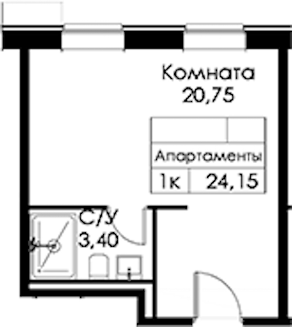 Квартира студия 24.15 м², 12/15 эт., ЖК «Вольта»