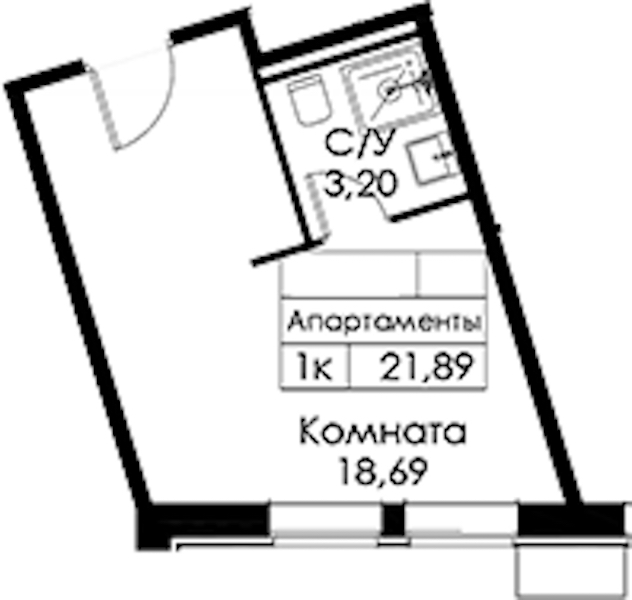 Квартира студия 21.89 м², 12/15 эт., ЖК «Вольта»