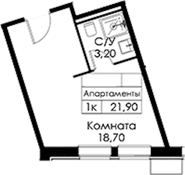 Квартира студия 21.9 м², 7/15 эт., ЖК «Вольта»