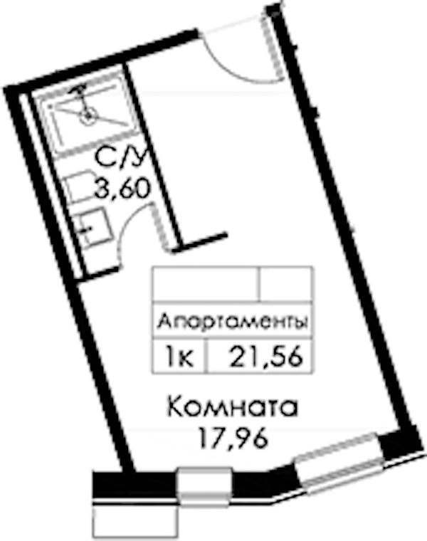 Квартира студия 21.56 м², 6/15 эт., ЖК «Вольта»