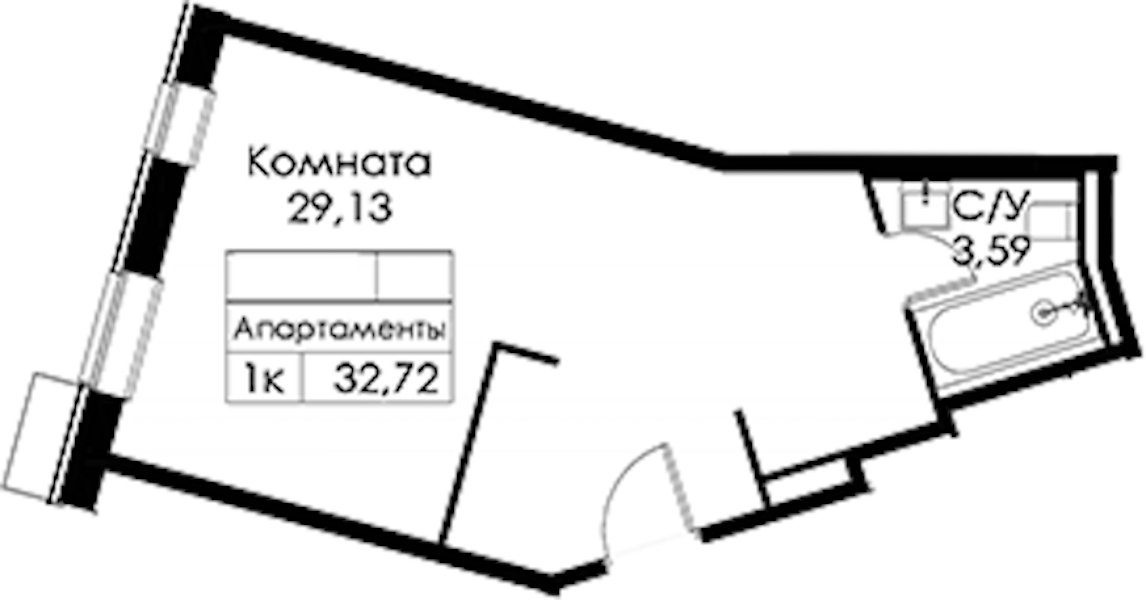 Квартира студия 32.72 м², 7/15 эт., ЖК «Вольта»