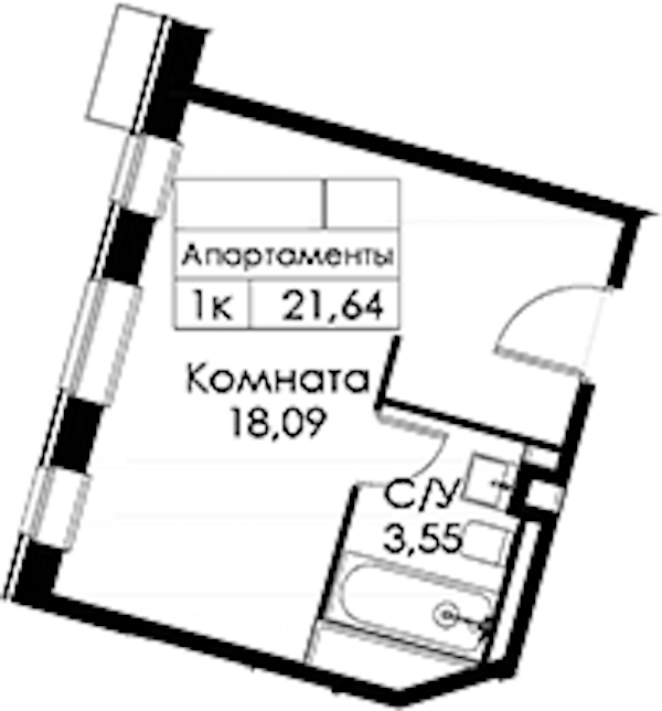 Квартира студия 21.64 м², 6/15 эт., ЖК «Вольта»