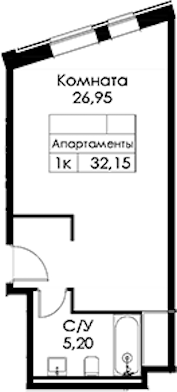 Квартира студия 32.15 м², 14/15 эт., ЖК «Вольта»