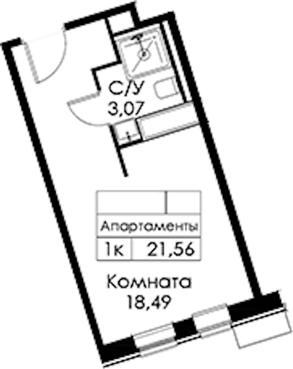 Квартира студия 21.56 м², 7/15 эт., ЖК «Вольта»
