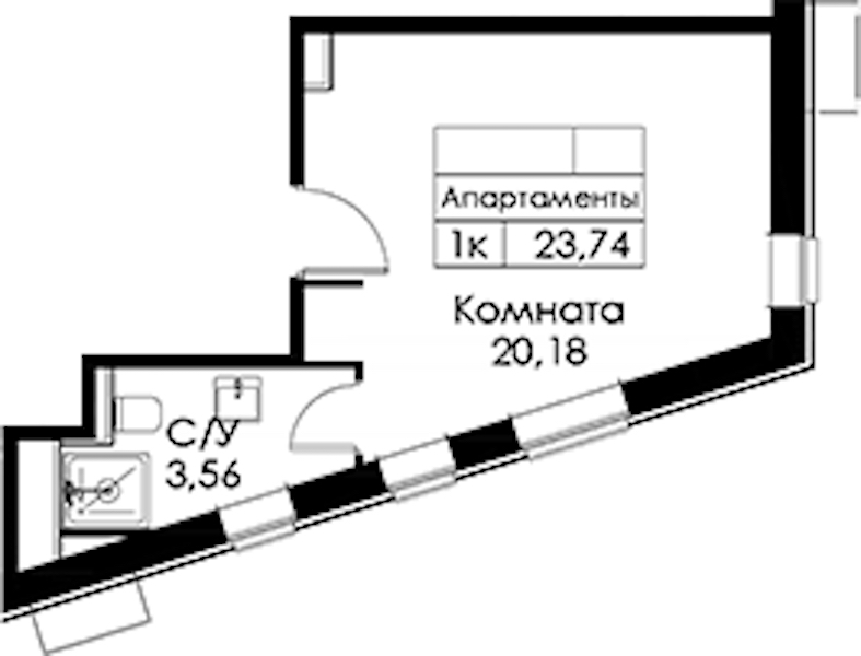Квартира студия 23.74 м², 14/15 эт., ЖК «Вольта»
