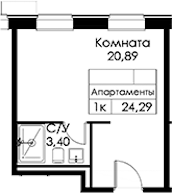 Квартира студия 24.29 м², 15/15 эт., ЖК «Вольта»