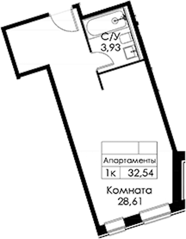 Квартира студия 32.54 м², 8/15 эт., ЖК «Вольта»