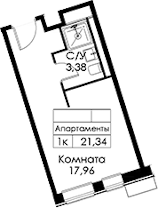 Квартира студия 21.34 м², 15/15 эт., ЖК «Вольта»
