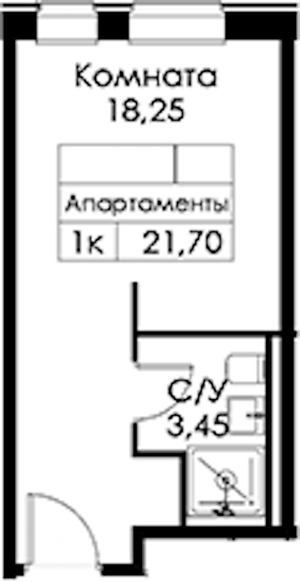 Квартира студия 21.7 м², 15/15 эт., ЖК «Вольта»