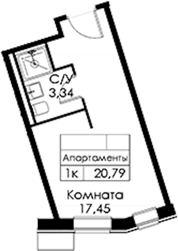 Квартира студия 20.79 м², 8/15 эт., ЖК «Вольта»