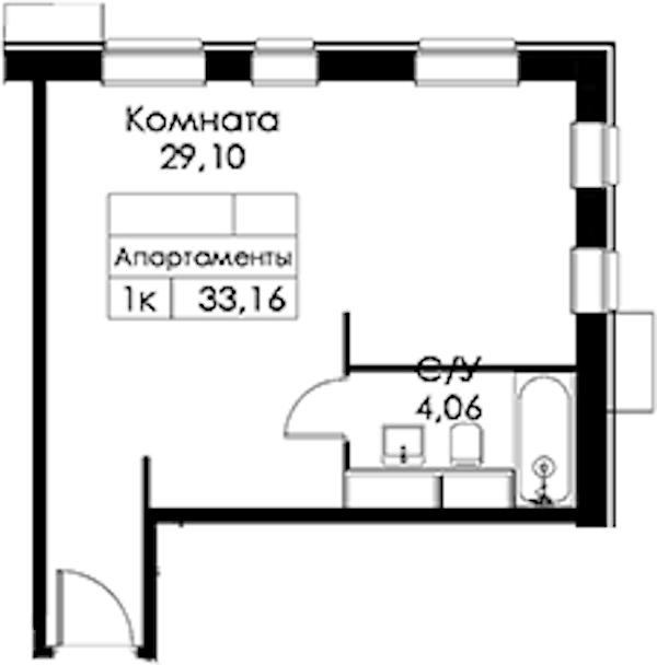 Квартира студия 33.16 м², 10/15 эт., ЖК «Вольта»