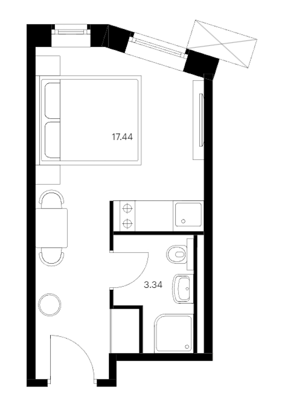 Квартира студия 20.78 м², 12/15 эт., ЖК «Вольта»