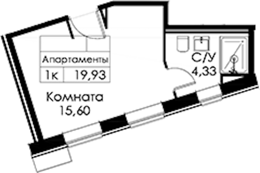 Квартира студия 19.93 м², 13/15 эт., ЖК «Вольта»