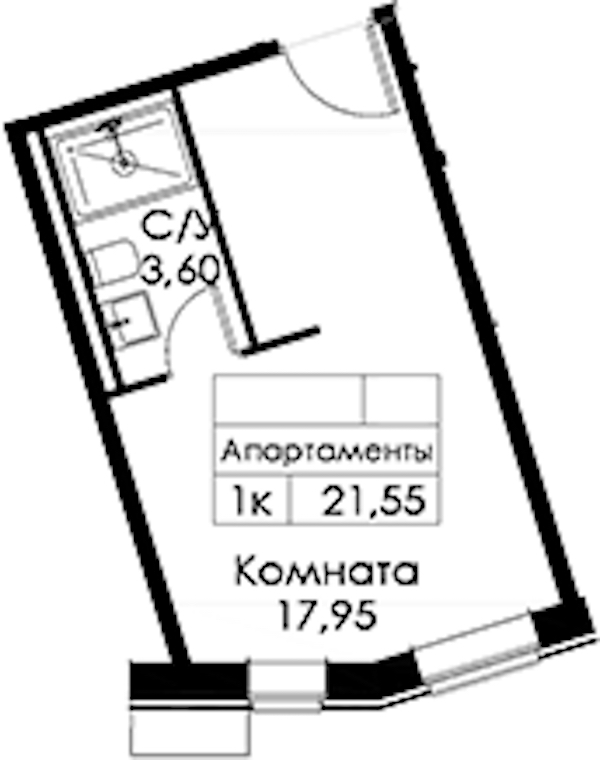 Квартира студия 21.55 м², 14/15 эт., ЖК «Вольта»