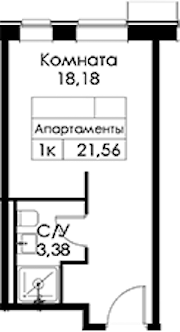 Квартира студия 21.56 м², 14/15 эт., ЖК «Вольта»