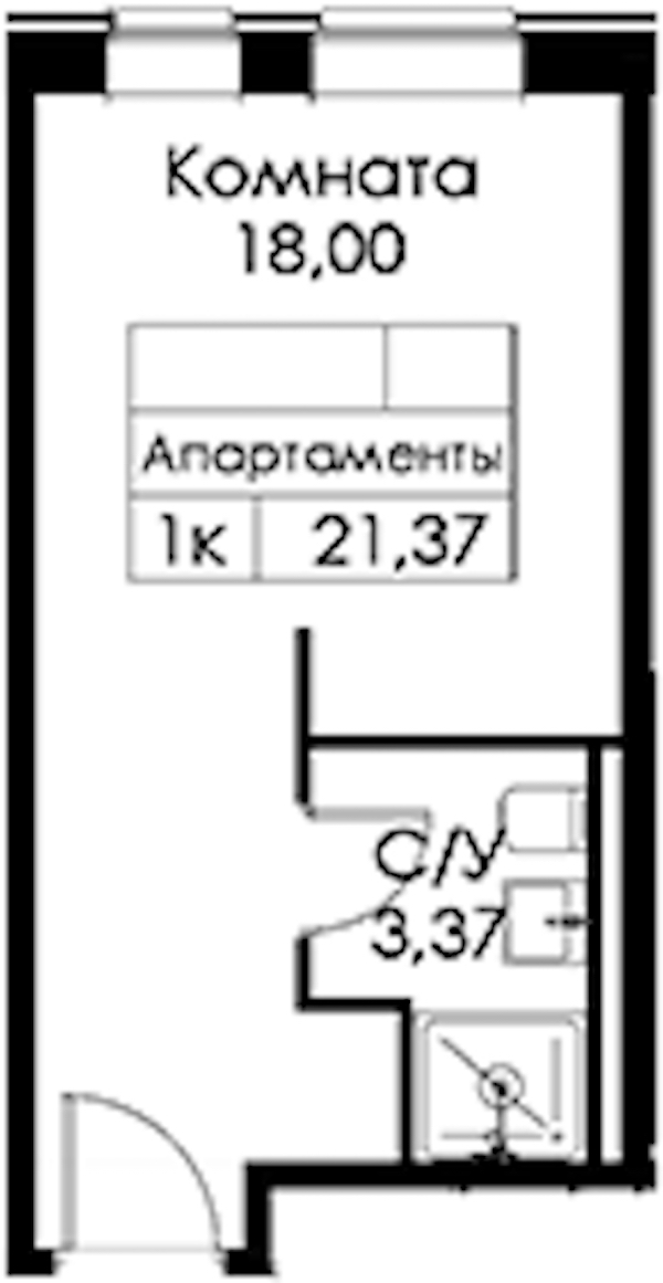 Квартира студия 21.37 м², 14/15 эт., ЖК «Вольта»