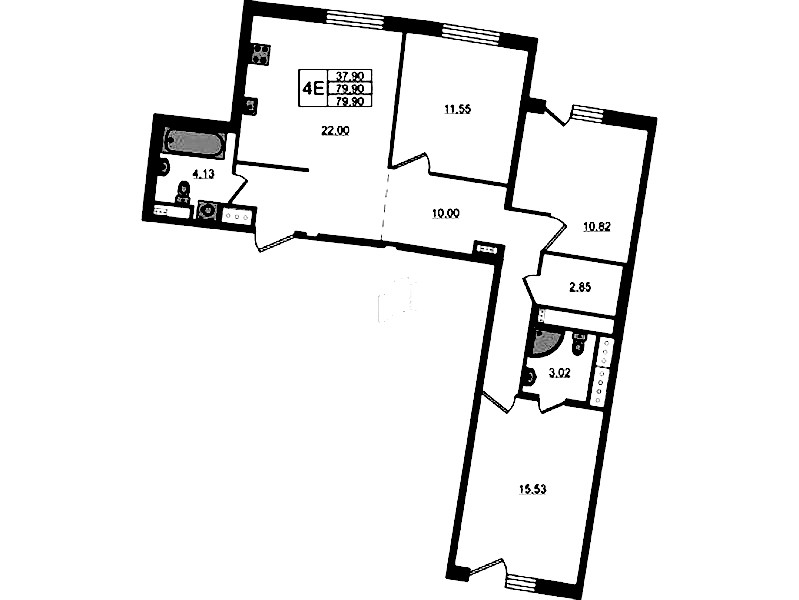 3-комнатная квартира 79.9 м², 1/8 эт., ЖК «OKLA»