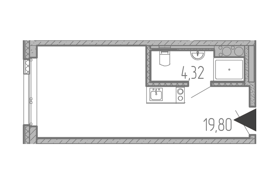 Квартира студия 23.2 м², 10/18 эт., Комплекс апартаментов «Valo»