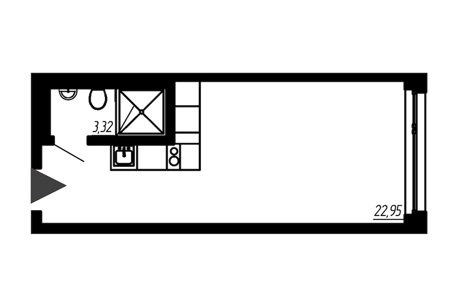Квартира студия 26.1 м², 15/18 эт., Комплекс апартаментов «Valo»