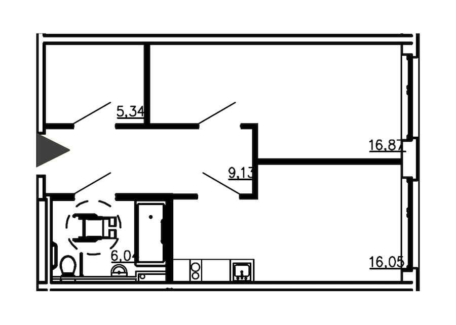 1-комнатная квартира 52.67 м², 3/18 эт., Комплекс апартаментов «Valo»